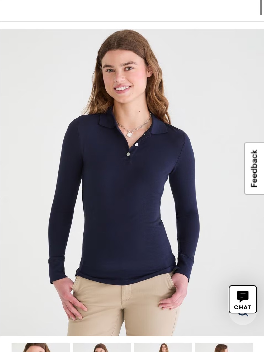 Aeropostale Women's Long-Sleeve Polo - Navy Blue